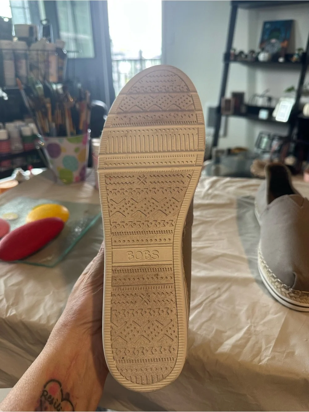 Bobs Memory Khaki Espadrille Slip-On Women's Casual Shoe 10W Worn Once Like New